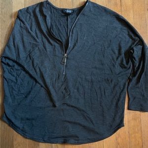 Charcoal Grey 3/4 Length sleeved shirt with zip